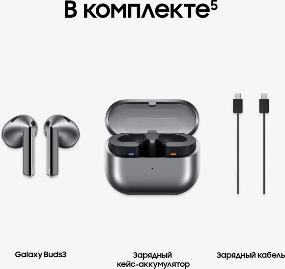 Гарнитура вкладыши Samsung Galaxy Buds 3 серебристый беспроводные bluetooth в ушной раковине (SM-R530NZAACIS) Гарнитура вкладыши Samsung Galaxy Buds 3 серебристый беспроводные bluetooth в ушной раковине (SM-R530NZAACIS)