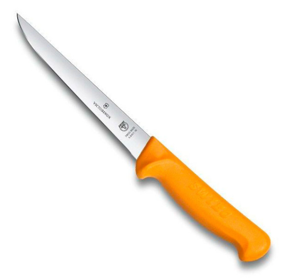 Нож кухонный Victorinox Swibo (5.8401.16) стальной обвалочный лезв.160мм прямая заточка оранжевый