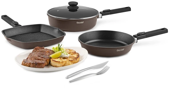 Сковорода Rondell Praline RDA-1564 круглая 24см покрытие: Xylan Plus ручка съемная (без крышки) коричневый