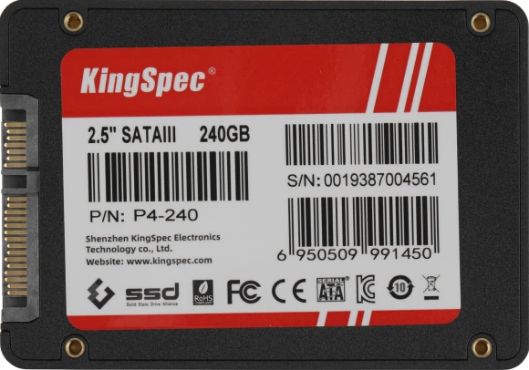 Накопитель SSD Kingspec SATA-III 240GB P4-240 2.5" Накопитель SSD Kingspec SATA-III 240GB P4-240 2.5"