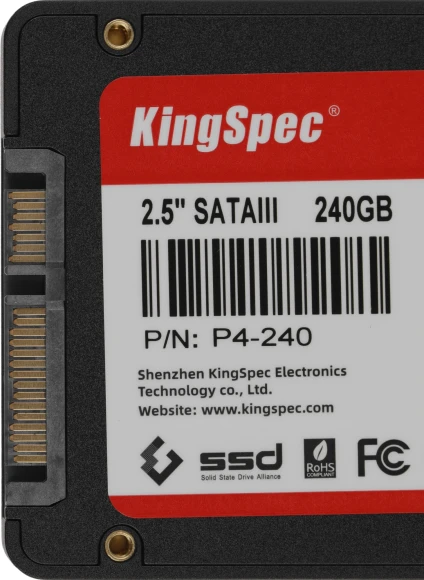 Накопитель SSD Kingspec SATA-III 240GB P4-240 2.5" Накопитель SSD Kingspec SATA-III 240GB P4-240 2.5"