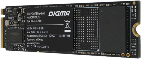 Накопитель SSD Digma PCIe 3.0 x4 512GB DGSM3512GM23T Mega M2 M.2 2280