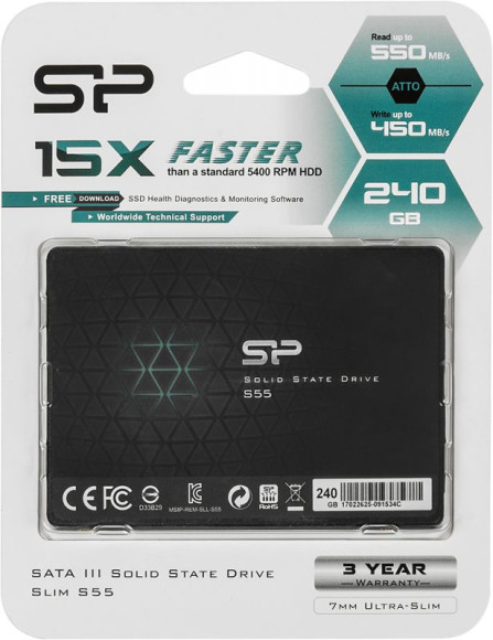 Накопитель SSD Silicon Power SATA-III 240GB SP240GBSS3S55S25 Slim S55 2.5"