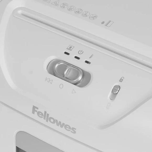 Шредер Fellowes PowerShred 15С белый (секр.P-4) фрагменты 15лист. 19лтр. скрепки скобы пл.карты Шредер Fellowes PowerShred 15С белый (секр.P-4) фрагменты 15лист. 19лтр. скрепки скобы пл.карты