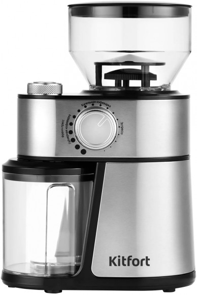 Кофемолка Kitfort КТ-717 200Вт сист.помол.:жернова вместим.:100гр нержавеющая сталь/черный Кофемолка Kitfort КТ-717 200Вт сист.помол.:жернова вместим.:100гр нержавеющая сталь/черный