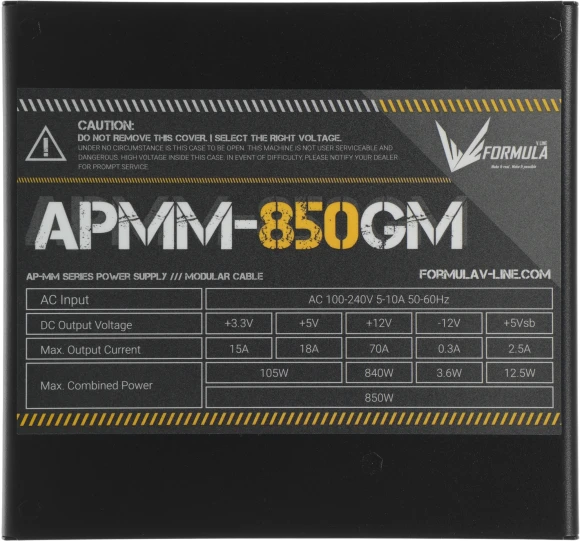 Блок питания Formula ATX 850W APMM-850GM Gen.5 80+ gold (20+4pin) APFC 120mm fan 8xSATA Cab Manag RTL