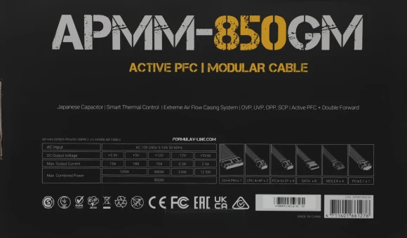 Блок питания Formula ATX 850W APMM-850GM Gen.5 80+ gold (20+4pin) APFC 120mm fan 8xSATA Cab Manag RTL