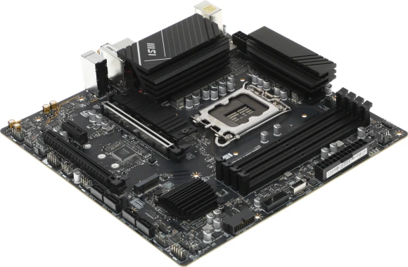 Материнская плата MSI PRO B760M-A WIFI DDR4 Soc-1700 Intel B760 4xDDR4 mATX AC`97 8ch(7.1) 2.5Gg+HDMI+DP