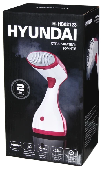 Отпариватель ручной Hyundai H-HS02123 1650Вт белый/вишневый Отпариватель ручной Hyundai H-HS02123 1650Вт белый/вишневый