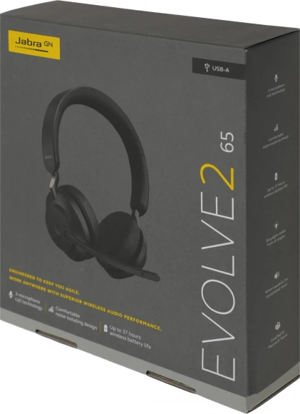 Наушники с микрофоном Jabra Evolve2 65 Link380a MS черный накладные BT оголовье (26599-999-999)