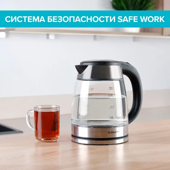 Чайник электрический Scarlett SC-EK27G40 1.8л. 1800Вт серебристый/черный корпус: стекло Чайник электрический Scarlett SC-EK27G40 1.8л. 1800Вт серебристый/черный корпус: стекло