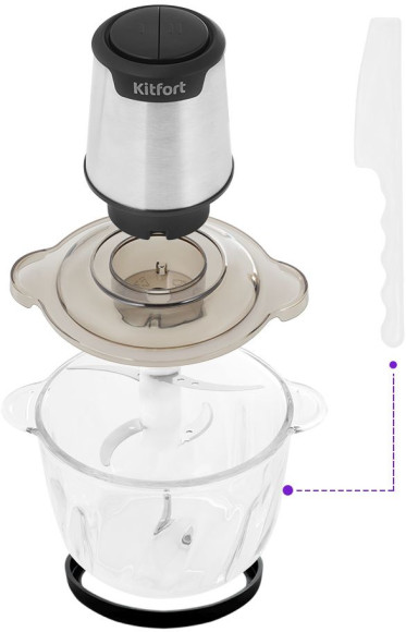 Измельчитель электрический Kitfort КТ-3012 2л. 400Вт серебристый