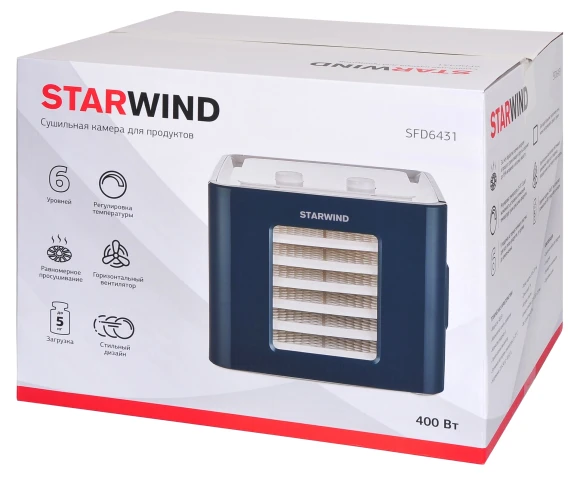 Сушка для фруктов и овощей Starwind SFD6431 6под. 400Вт синий