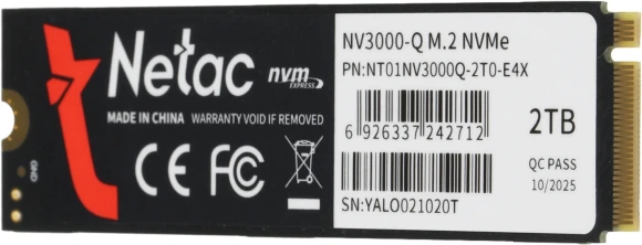 Накопитель SSD Netac PCIe 3.0 x4 2TB NT01NV3000Q-2T0-E4X M.2 2280