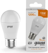Лампа светодиодная Gauss Basic 10502232 13Вт цок.:E27 шар 220B св.свеч.бел.нейт. (упак.:1шт)