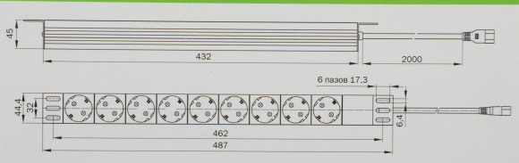 Блок распределения питания ITK PH22-9D2-P гор.размещ. 9xSchuko базовые 10A C14 2м