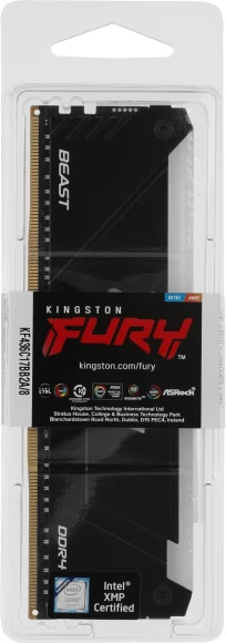 Память DDR4 8GB 3600MHz Kingston KF436C17BB2A/8 Fury Beast RGB RTL Gaming PC4-28800 CL17 DIMM 288-pin 1.35В single rank с радиатором Ret Память DDR4 8GB 3600MHz Kingston KF436C17BB2A/8 Fury Beast RGB RTL Gaming PC4-28800 CL17 DIMM 288-pin 1.35В single rank с радиатором Ret