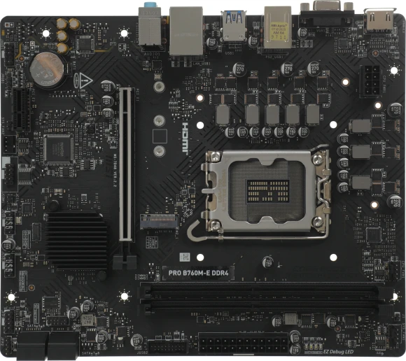 Материнская плата MSI PRO B760M-E DDR4 Soc-1700 Intel B760 2xDDR4 mATX AC`97 8ch(7.1) GbLAN+VGA+HDMI