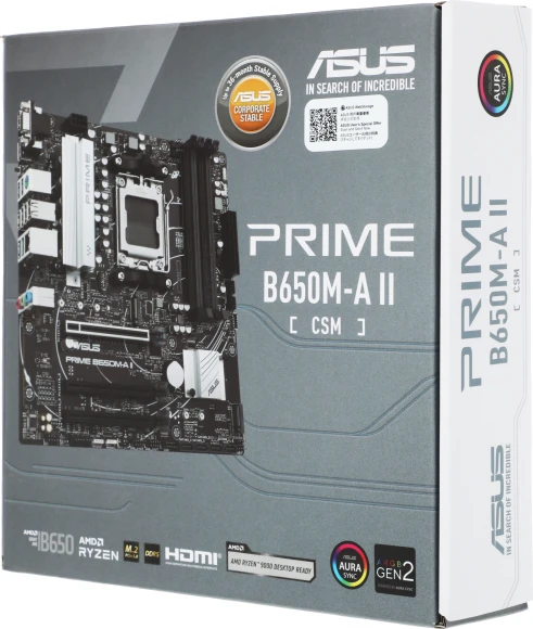 Материнская плата Asus PRIME B650M-A II-CSM Socket AM5 AMD B650 4xDDR5 mATX AC`97 8ch(7.1) 2.5Gg RAID+VGA+HDMI+DP