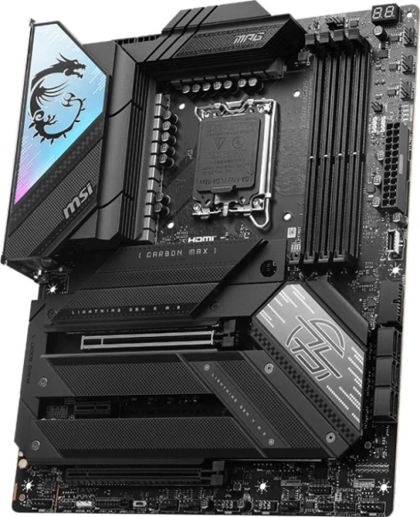 Материнская плата MSI MPG Z790 CARBON MAX WIFI II Soc-1700 Intel Z790 4xDDR5 ATX AC`97 8ch(7.1) 5Gigabit RAID+HDMI Материнская плата MSI MPG Z790 CARBON MAX WIFI II Soc-1700 Intel Z790 4xDDR5 ATX AC`97 8ch(7.1) 5Gigabit RAID+HDMI