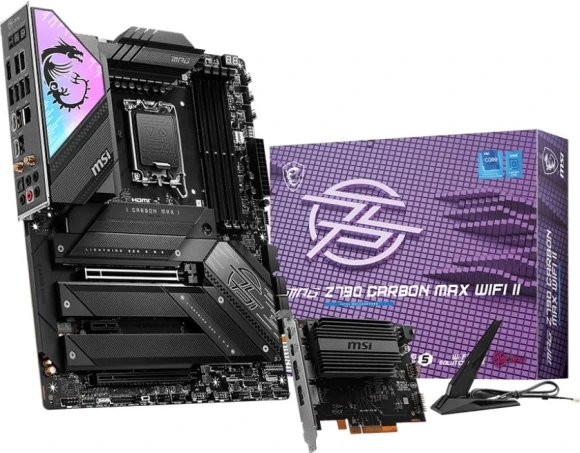Материнская плата MSI MPG Z790 CARBON MAX WIFI II Soc-1700 Intel Z790 4xDDR5 ATX AC`97 8ch(7.1) 5Gigabit RAID+HDMI Материнская плата MSI MPG Z790 CARBON MAX WIFI II Soc-1700 Intel Z790 4xDDR5 ATX AC`97 8ch(7.1) 5Gigabit RAID+HDMI