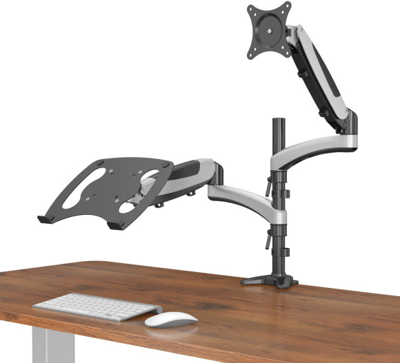 Кронштейн для монитора/ноутбука Cactus CS-VM-LH08-AL серебряный 13"-32" макс.16кг настольный поворот и наклон Кронштейн для монитора/ноутбука Cactus CS-VM-LH08-AL серебряный 13"-32" макс.16кг настольный поворот и наклон