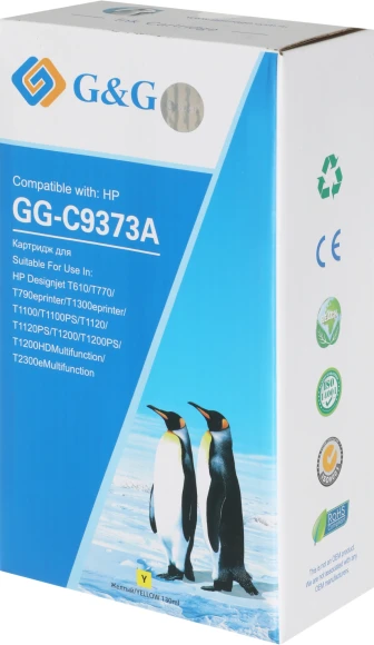 Картридж струйный G&G GG-C9373A №72 желтый (130мл) для HP Designjet T610/T770/T790eprinter/T1300eprinter/T1100 Картридж струйный G&G GG-C9373A №72 желтый (130мл) для HP Designjet T610/T770/T790eprinter/T1300eprinter/T1100
