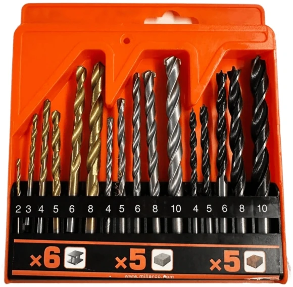 Набор сверл Turbosky TS16 по дер/мет/бет (16пред.) для дрелей