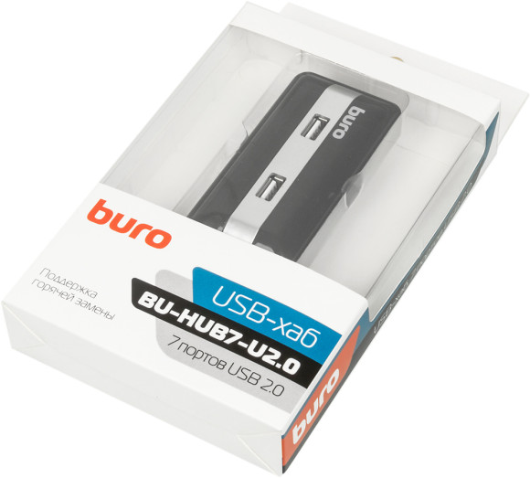 Разветвитель USB 2.0 Buro BU-HUB7-U2.0 7порт. черный Разветвитель USB 2.0 Buro BU-HUB7-U2.0 7порт. черный
