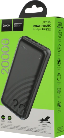 Мобильный аккумулятор Hoco J123A Element 20000mAh 2A 2xUSB-A черный Мобильный аккумулятор Hoco J123A Element 20000mAh 2A 2xUSB-A черный