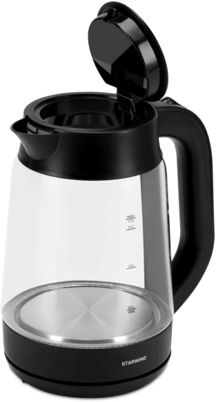 Чайник электрический Starwind SKG4030 1.7л. 2200Вт черный корпус: стекло/пластик
