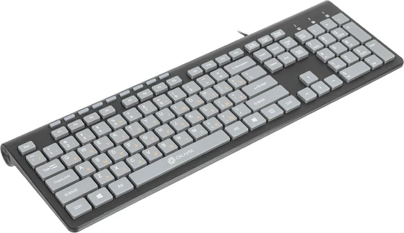 Клавиатура Оклик 480M черный/серый USB slim Multimedia (1067199) кабель 1.5м