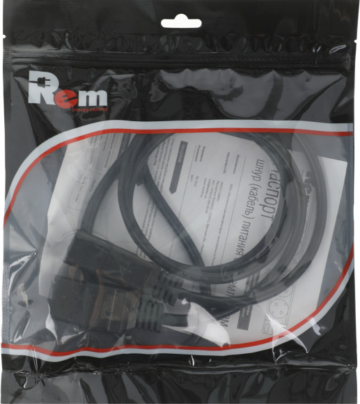 Шнур питания Rem R-16-Cord-C19-C20-1.8 C19-C20 проводник.:3x1.5мм2 1.8м 220В 16А (упак.:1шт) черный