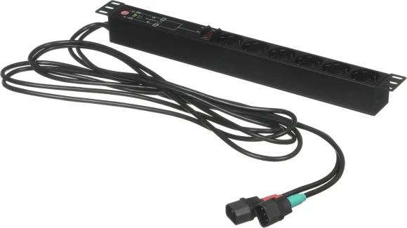 АВР Elemy ATS-1602 1U 19" ввод:2xIEC C14 выход:6xSchuko8A черный
