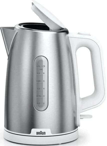 Чайник электрический Braun WK1500WH 1.7л. 2200Вт сталь/белый корпус: металл/пластик Чайник электрический Braun WK1500WH 1.7л. 2200Вт сталь/белый корпус: металл/пластик