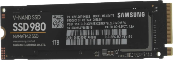 Накопитель SSD Samsung PCIe 3.0 x4 1TB MZ-V8V1T0BW 980 M.2 2280