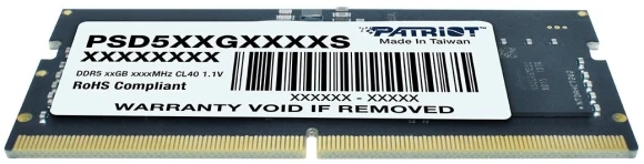 Память DDR5 8GB 5600MHz Patriot PSD58G560041S Signature Line RTL PC5-44800 CL46 SO-DIMM 262-pin 1.1В single rank Ret Память DDR5 8GB 5600MHz Patriot PSD58G560041S Signature Line RTL PC5-44800 CL46 SO-DIMM 262-pin 1.1В single rank Ret