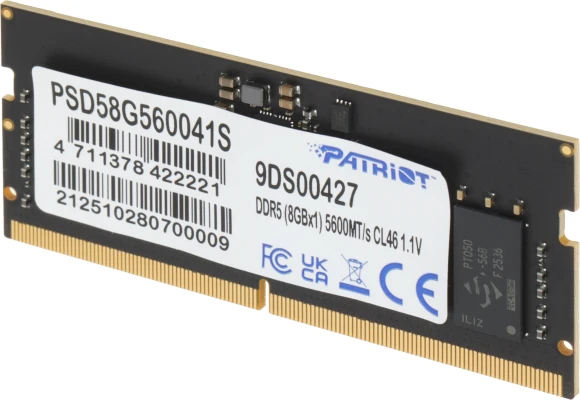Память DDR5 8GB 5600MHz Patriot PSD58G560041S Signature Line RTL PC5-44800 CL46 SO-DIMM 262-pin 1.1В single rank Ret Память DDR5 8GB 5600MHz Patriot PSD58G560041S Signature Line RTL PC5-44800 CL46 SO-DIMM 262-pin 1.1В single rank Ret