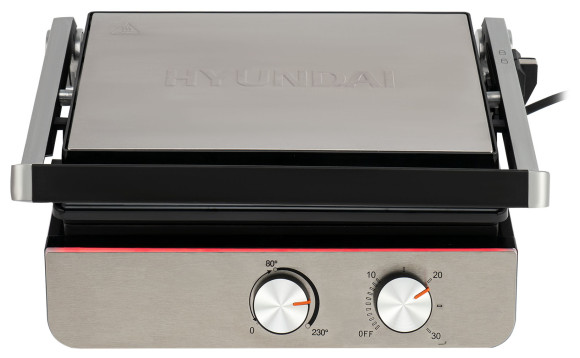 Электрогриль Hyundai HYG-5047 2200Вт серебристый/черный