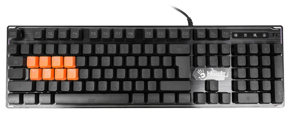 Клавиатура A4Tech B3370R черный USB Multimedia for gamer LED (подставка для запястий) кабель 1.8м