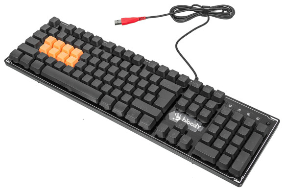 Клавиатура A4Tech B3370R черный USB Multimedia for gamer LED (подставка для запястий) кабель 1.8м