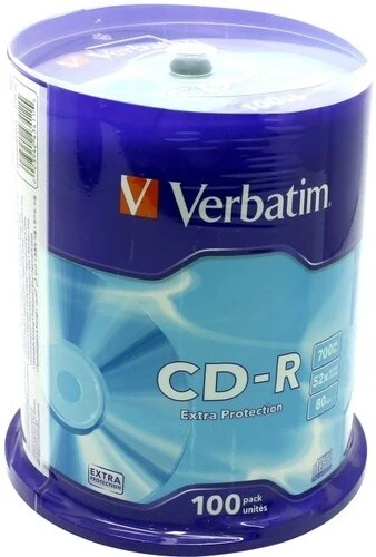 Диск CD-R Verbatim 700Mb 52x Cake Box (100шт) (43430)