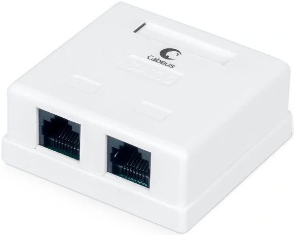 Розетка Cabeus WS-8P8C-CAT.6-SH-2 комп. RJ45 2 кат.6 бел.
