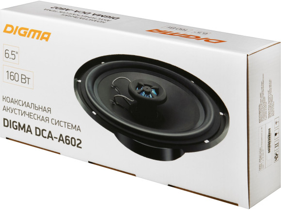 Колонки автомобильные Digma DCA-A602 (без решетки) 160Вт 90дБ 4Ом 16.5см (6 1/2дюйм) (ком.:2кол.) коаксиальные двухполосные