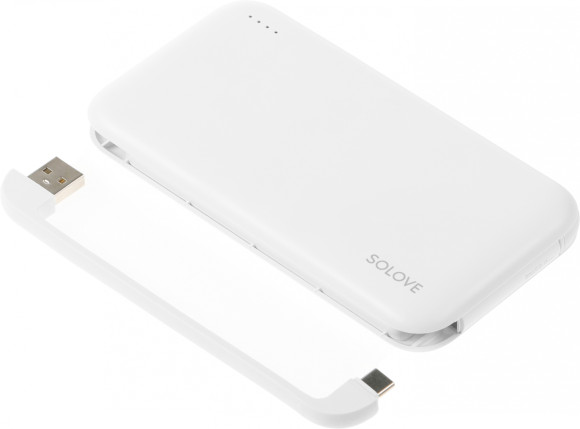 Мобильный аккумулятор Solove W7 10000mAh QC3.0 12W 3A USB-A/USB-C белый (W7 WHITE RUS)