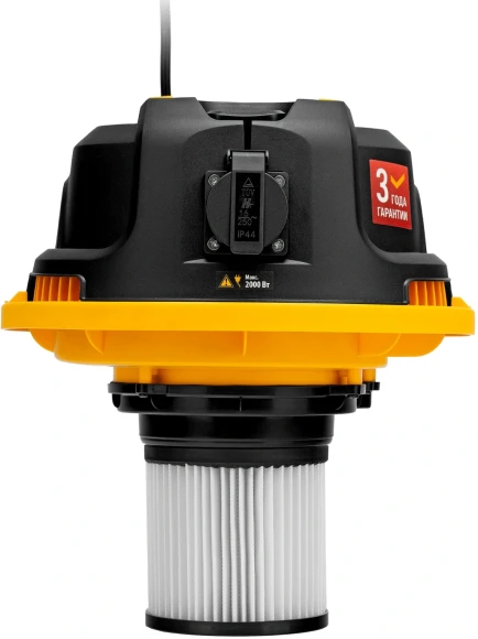 Строительный пылесос Denzel RVC20 1400Вт (уборка: сухая/сбор воды/выдув) желтый