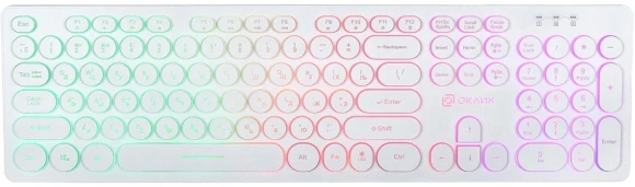 Клавиатура Оклик 420MRL белый USB slim Multimedia LED