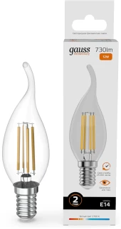 Лампа филам. Gauss Filament 7Вт цок.:E27 свеча 220B св.свеч.бел.теп. (упак.:1шт) (103802107)