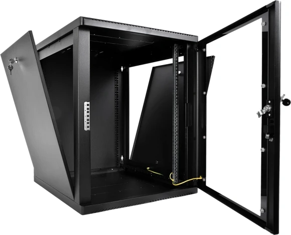 Шкаф коммутационный ЦМО (ШРН-М-12.650-9005) настенный 12U 600x650мм пер.дв.стекл 120кг черный 581мм 25.1кг 180град. 610мм IP20 металл