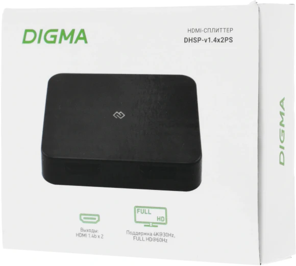 Сплиттер аудио-видео Digma DHSP-v1.4x2PS HDMI (f)/2хHDMI (f) черный Сплиттер аудио-видео Digma DHSP-v1.4x2PS HDMI (f)/2хHDMI (f) черный